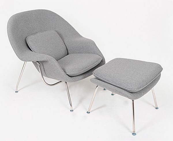 womb chair and ottoman in woolen fabric by Eero Saarinen[4] 