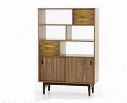 Mid-Century Modern Cabinet Wood Bookcase